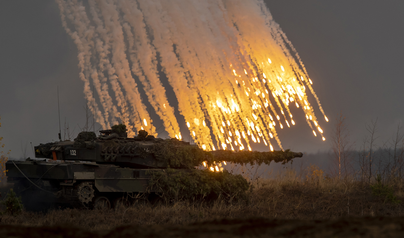 En tysk Leopard 2A6-stridsvagn under en Natoövning i Litauen 2022. Foto: Mindaugas Kulbis/AP/TT