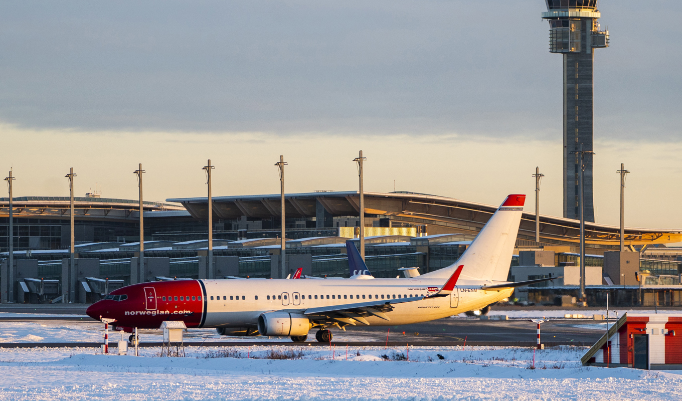 Ett Norwegian-plan på Osloflygplatsen Gardermoen. Arkivbild. Foto: Håkon Mosvold Larsen/NTB/TT