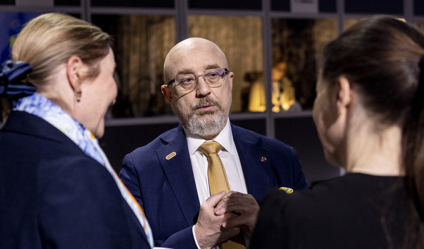 Ukrainas försvarsminister Oleksij Reznikov vid dagens informella EU-möte mellan EU:s försvarsministrar i Arlanda stad. Foto: Christine Olsson/TT