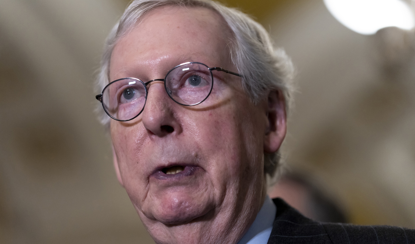Mitch McConnell, Republikanernas mångåriga ledare i den amerikanska senaten vårdas på sjukhus för hjärnskakning. Arkivbild. Foto: J. Scott Applewhite/AP/TT