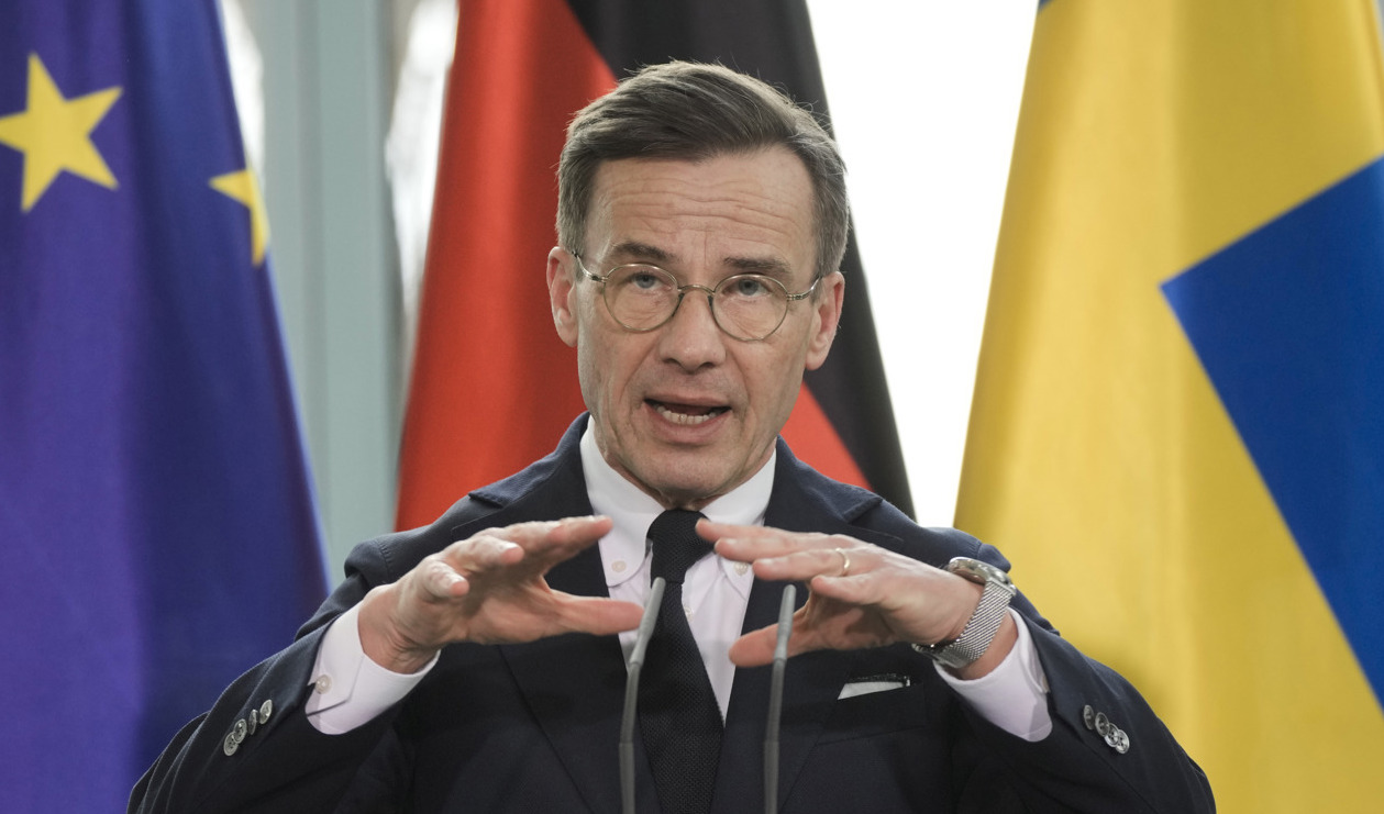 Statsminister Ulf Kristersson (M) i Berlin. Foto: Markus Schreiber/AP/TT