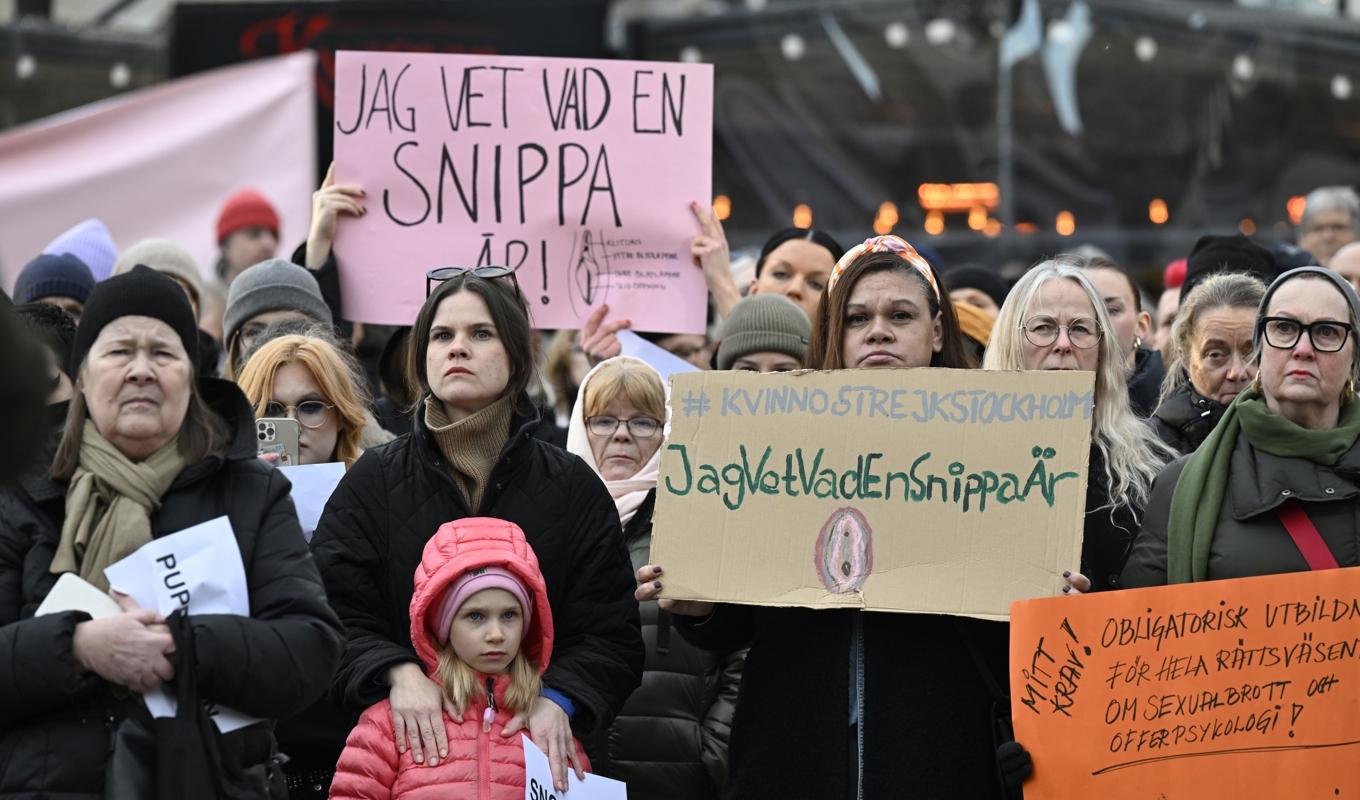 Manifestation mot domen på Medborgarplatsen i Stockholm. Arkivbild. Foto: Jessica Gow/TT