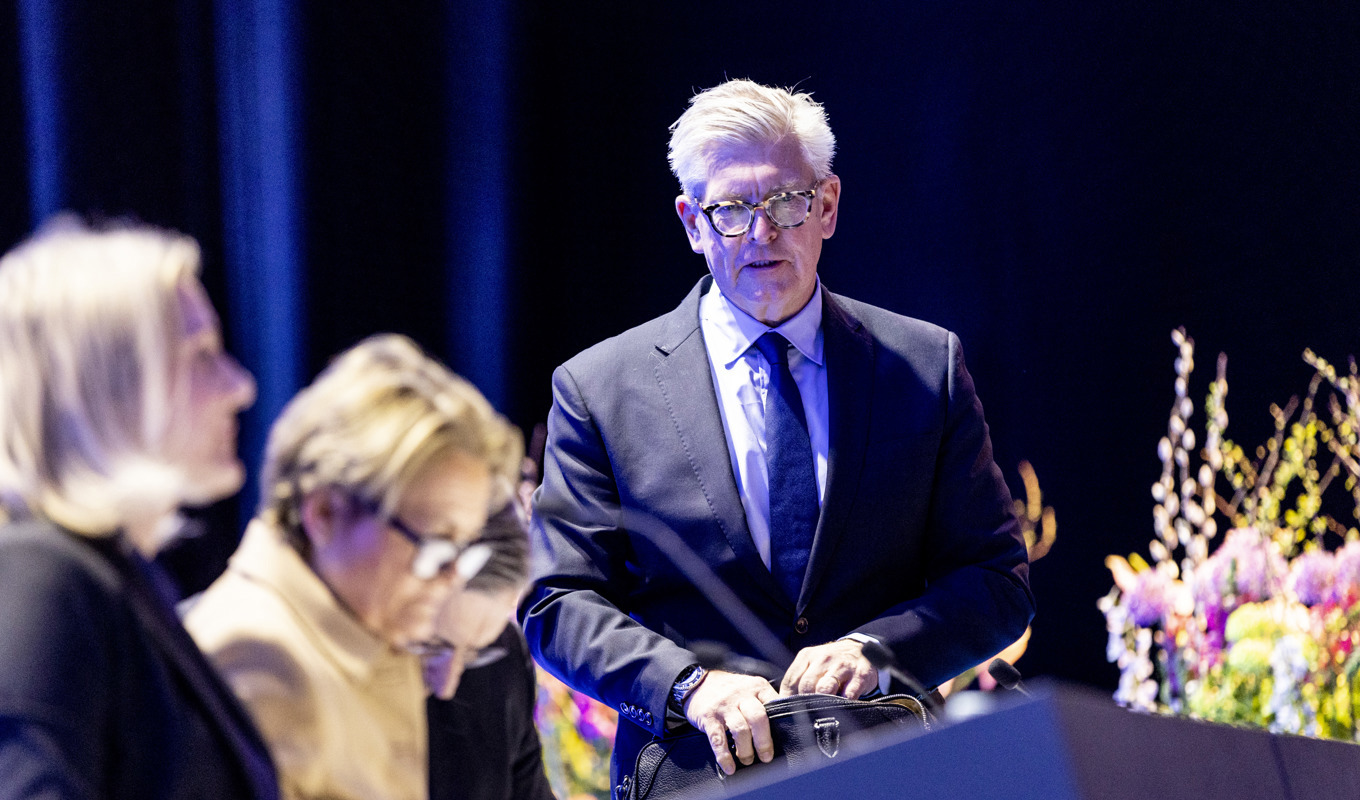 Vd Börje Ekholm talade på Ericsson årsstämma på Kistamässan. Foto: Christine Olsson/TT