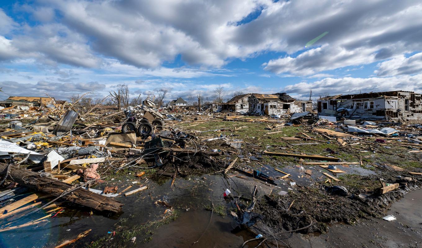 Förstörelsen är omfattande efter virvelstormars framfart i USA. Arkivbild. Foto: Doug McSchooler/AP/TT