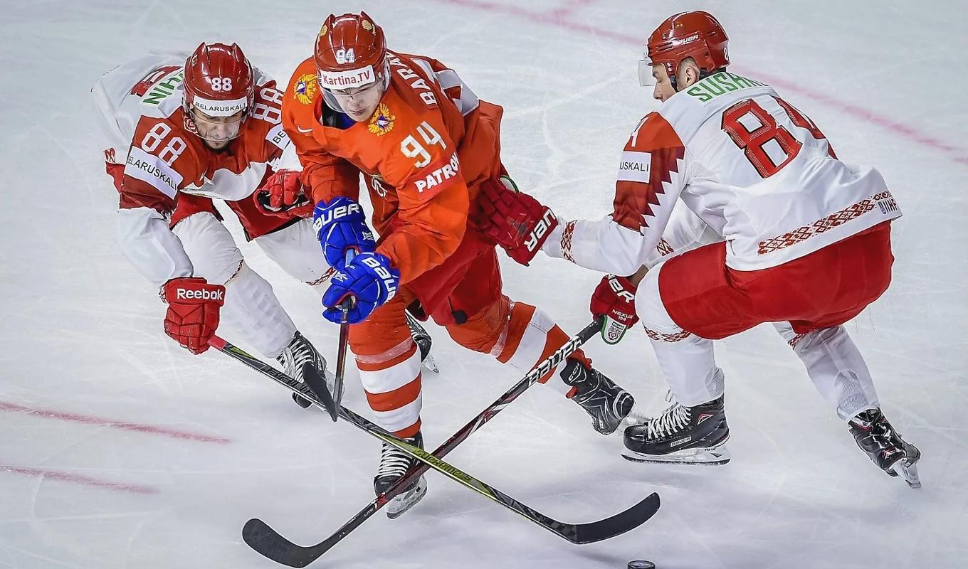 Efter det ryska angreppet på Ukraina är Ryssland och dess bundsförvant Belarus utestängda från bland annat hockey-VM.Foto: Jonatahan Nackstrand/AFP via Getty Images