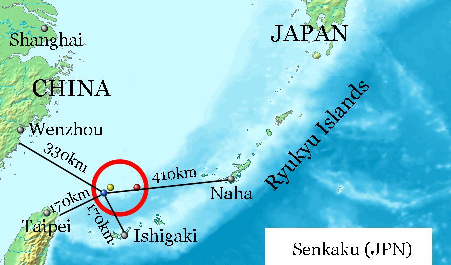 Senkakuöarna i Östkinesiska havet är omtvistade. Ögruppen kalla Senkaku av Japan, Diaoyu av Kina, och Tiaoyutai av Taiwan. Foto: Jackopoid (CC BY-SA 3.0)