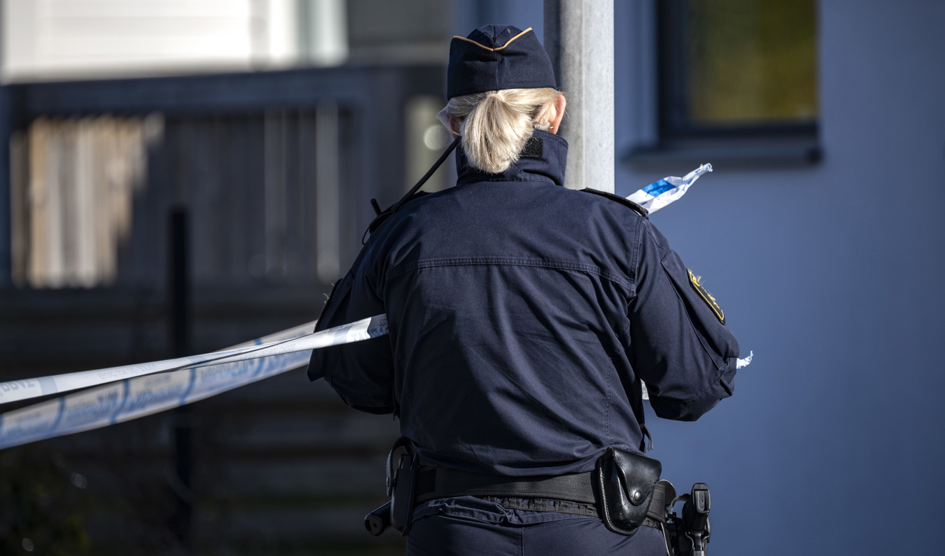 Polisen har spärrat av brandplatsen. Arkivbild. Foto: Johan Nilsson/TT