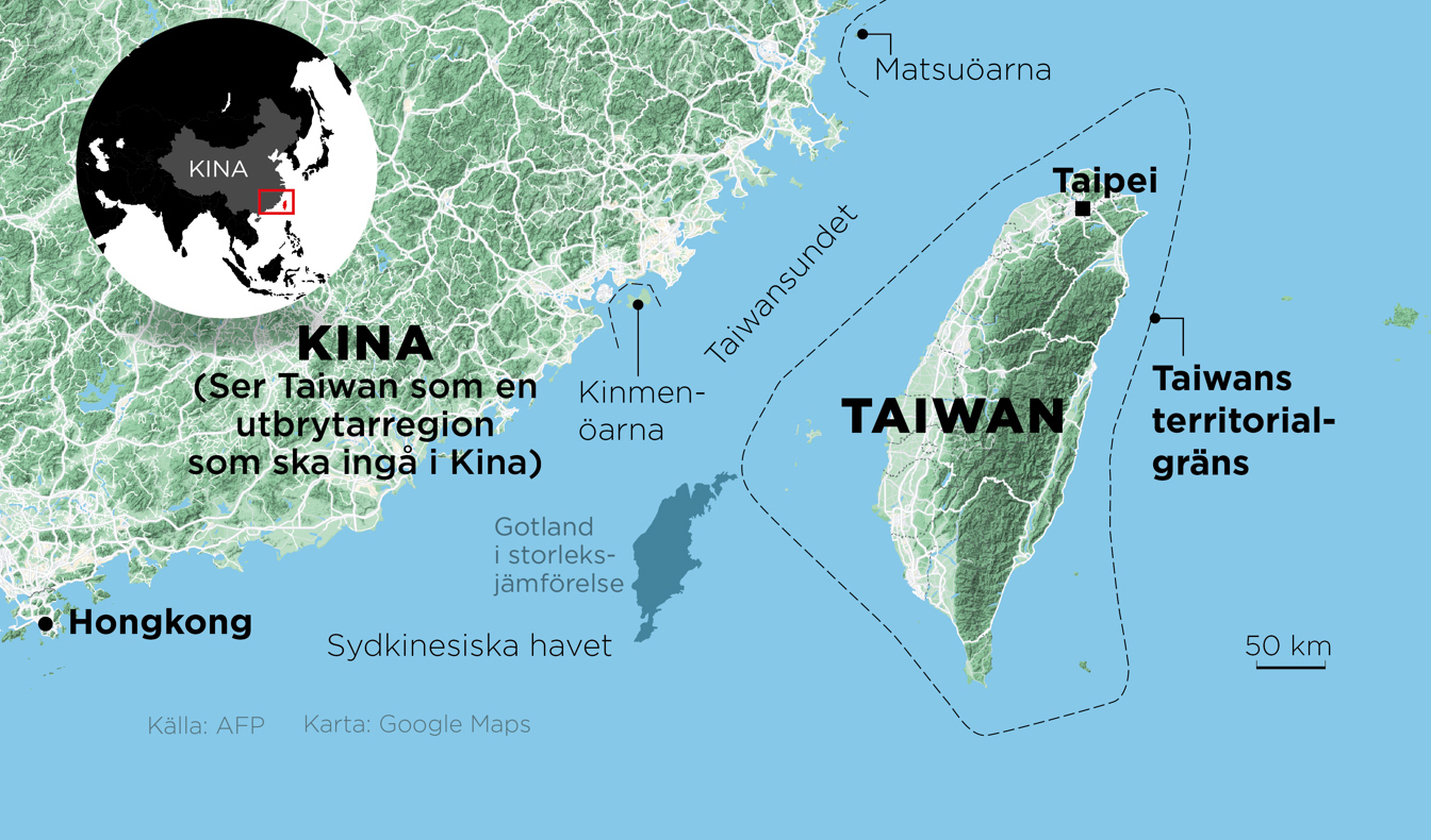 Det omstridda Taiwansundet mellan Taiwan och Kina. Foto: Johan Hallnäs