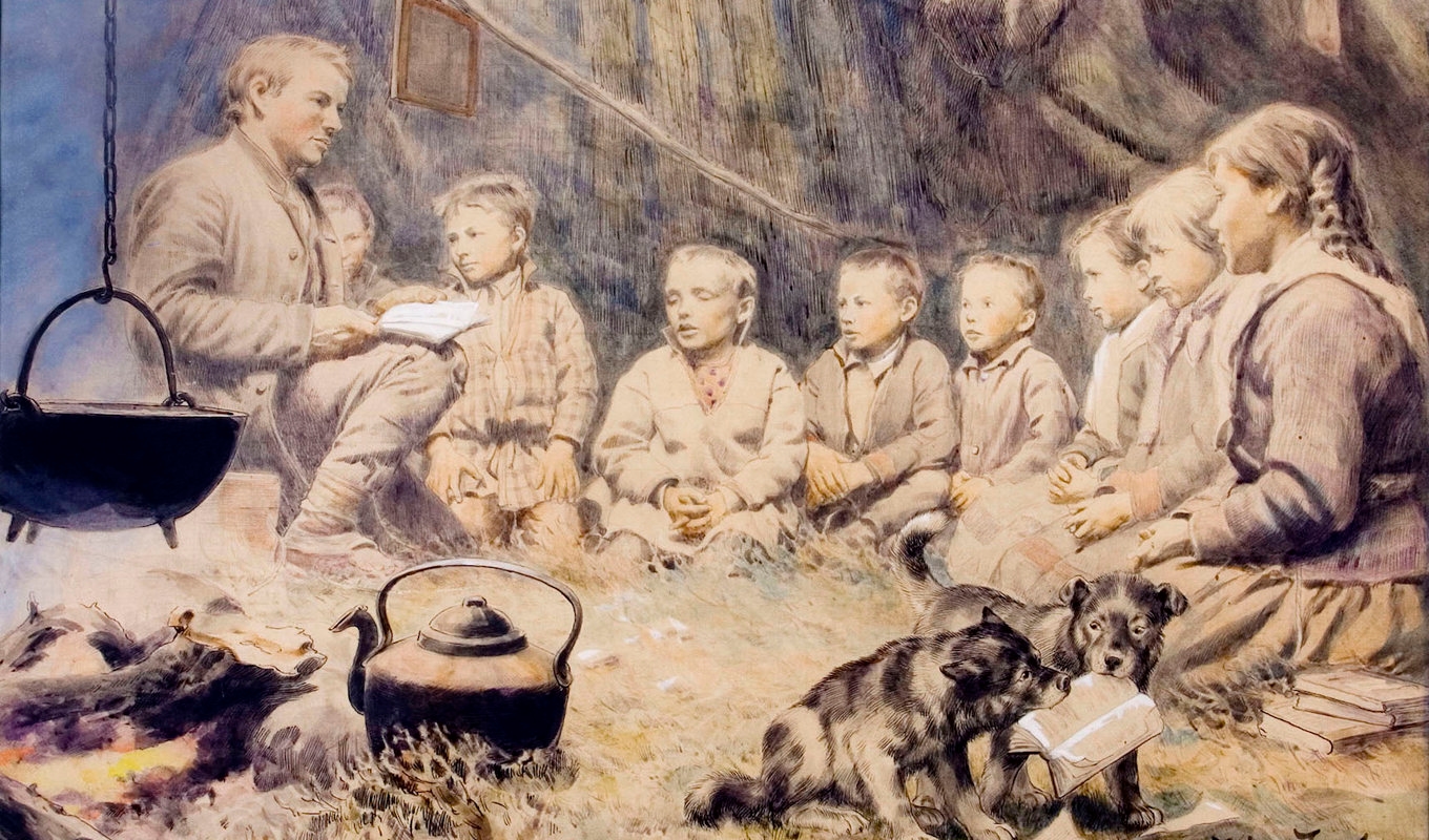 Konstnären Johan Tirén var en av de konstnärer vars förlagor till skolplanscher nu skänks till Nordiska museet. Foto: Nordiska museet.