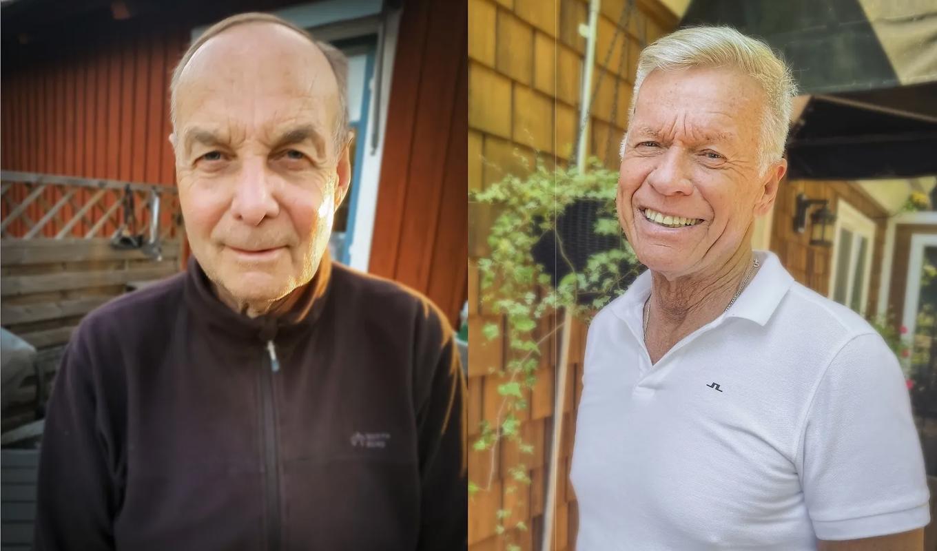 Börje Leback och Conny Granqvist förstår inte varför anfallande lag plötsligt vänder hem och spelar tillbaka till egen målvakt i stället för att gå på avslut. Det och mycket annat talade de om när de återsågs efter 50 år.Foto: Privat