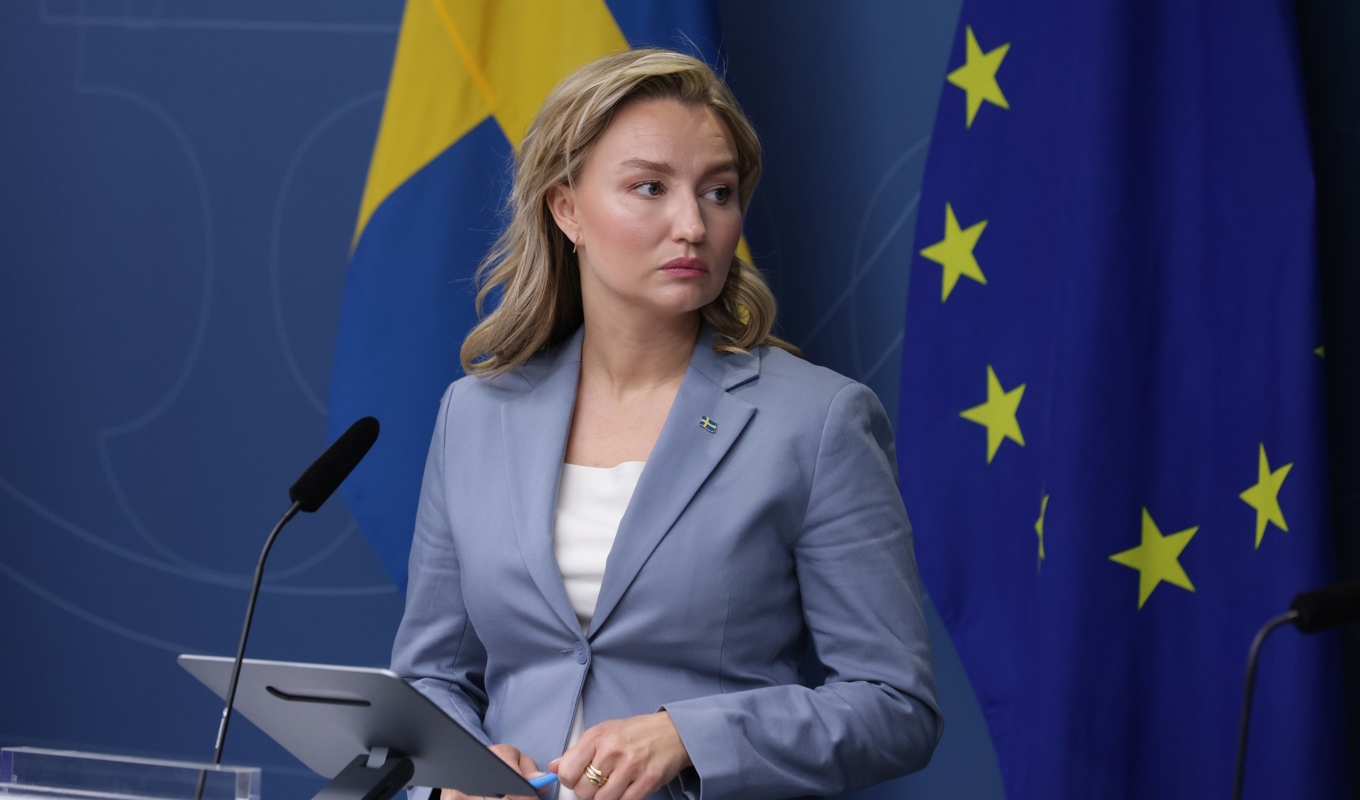 Energi- och näringsminister Ebba Busch (KD) ger en "lägesbild" av elsystemet och beredskapen inför sommaren och vintern. Foto: Magnus Andersson/TT