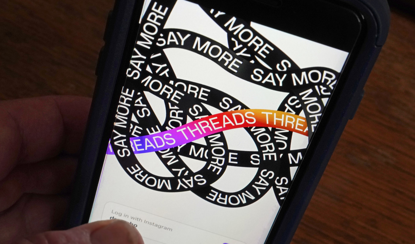 Med appen Threads hoppas Meta kunna konkurrera med Twitter. Foto: Richard Drew/AP/TT