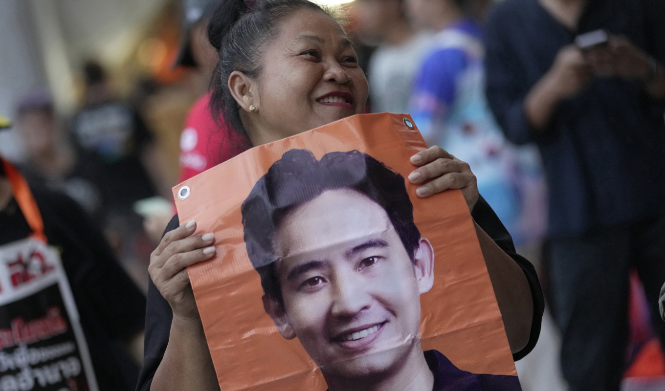 Pita Limjaroenrat och hans parti Kao Klai vann en jordskredsseger i det thailändska valet i maj. Arkivbild. Foto: Sakchai Lalit/AP/TT