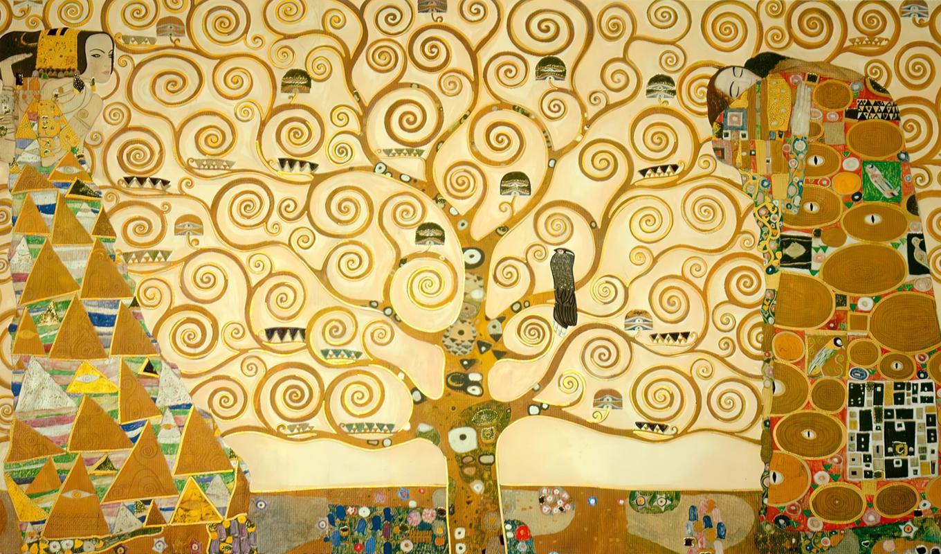 I många kulturer symboliserar trädet det som binder ihop underjorden, vår värld och himmelriket. Enligt Jung är det en del av mänsklighetens gemensamma bildvärld.Foto: Målning av Gustav klimt (1862-1918)/Public Domain