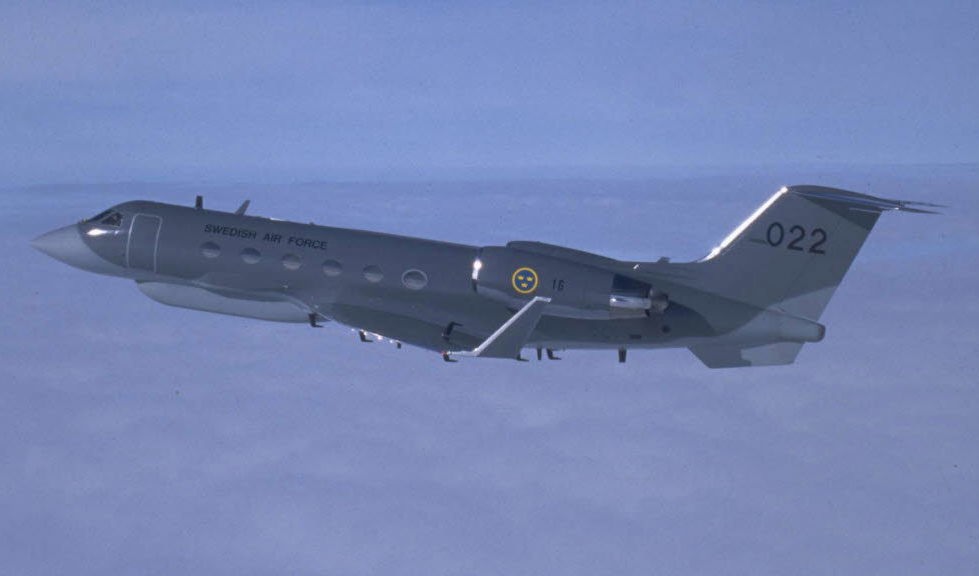 S102B Gulfstream är ett ombyggt transportflygplan som bedriver signalspaning. Foto: Försvarsmakten/TT