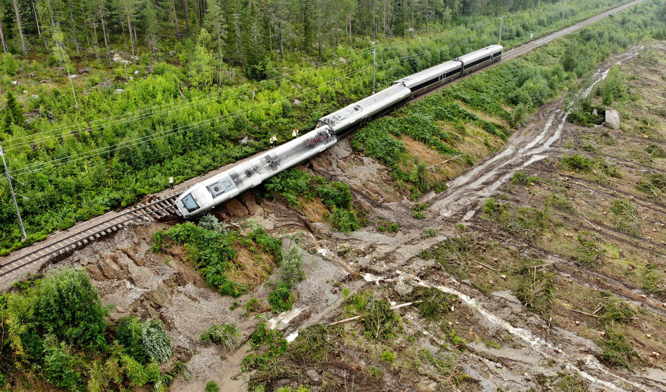 Ett SJ-tåg med 120 passagerare spårade på måndagen ur mellan Iggesund och Hudiksvall. Foto: Mats Andersson/TT