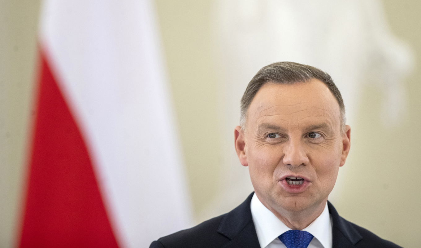 Polens president Andrzej Duda. Arkivbild. Foto: Mindaugas Kulbis/AP/TT