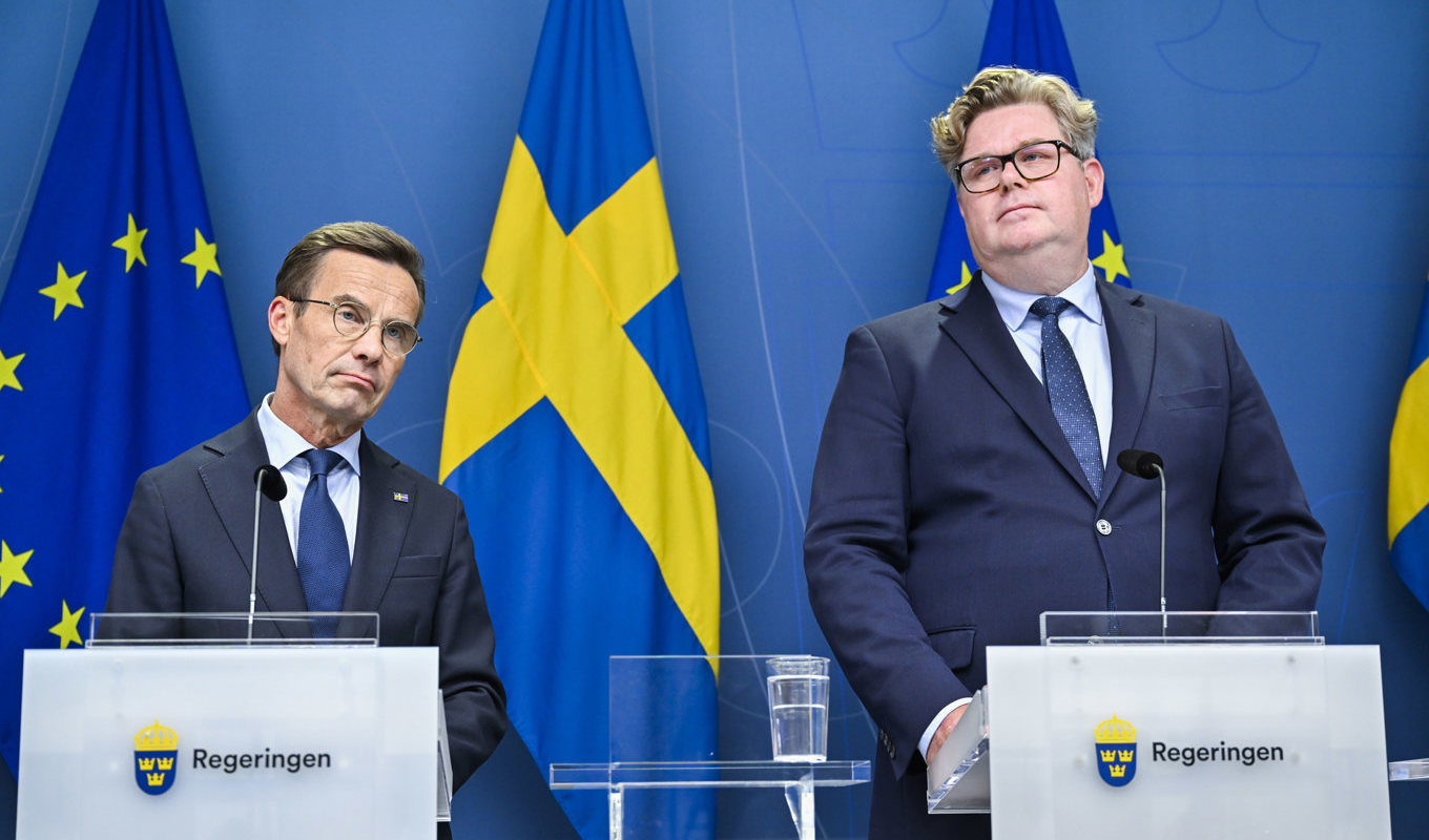 Statsminister Ulf Kristersson (M) och justitieminister Gunnar Strömmer (M). Arkivbild. Foto: Henrik Montgomery/TT