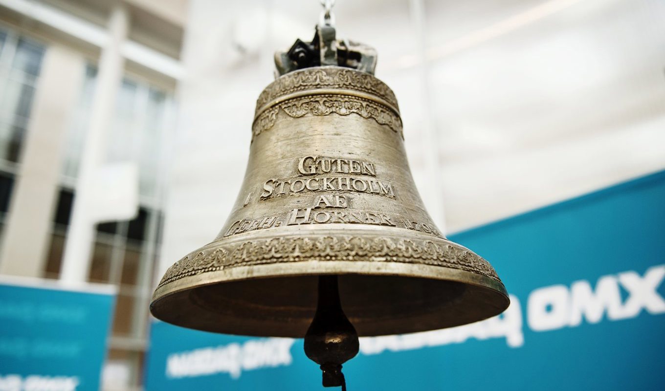 Börsklockan på Stockholmsbörsen. Arkivbild. Foto: Pi Frisk/SvD/TT