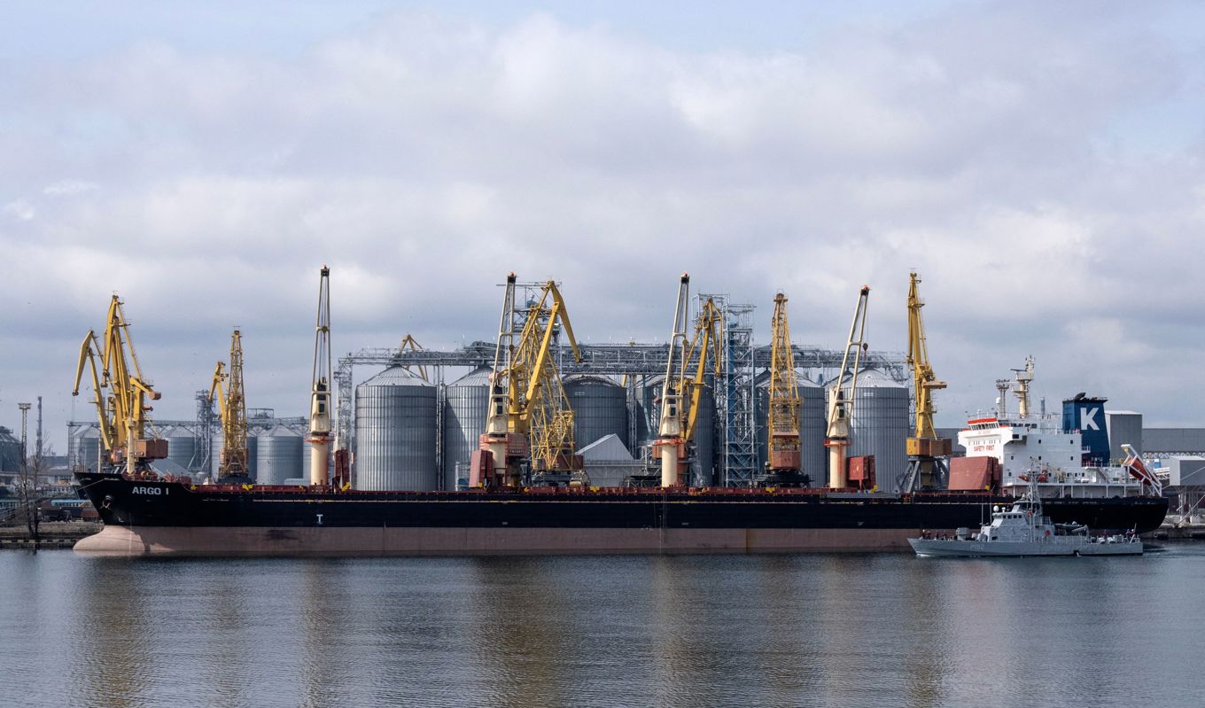 I juli sade Ryssland upp spannmålsavtalet med Ukraina som gjorde att Ukraina kunde skeppa ut vete till världen från spannmålsterminalen i hamnen i Odessa. Foto: Bo Amstrup/Ritzau Scanoix/AFP via Getty Image