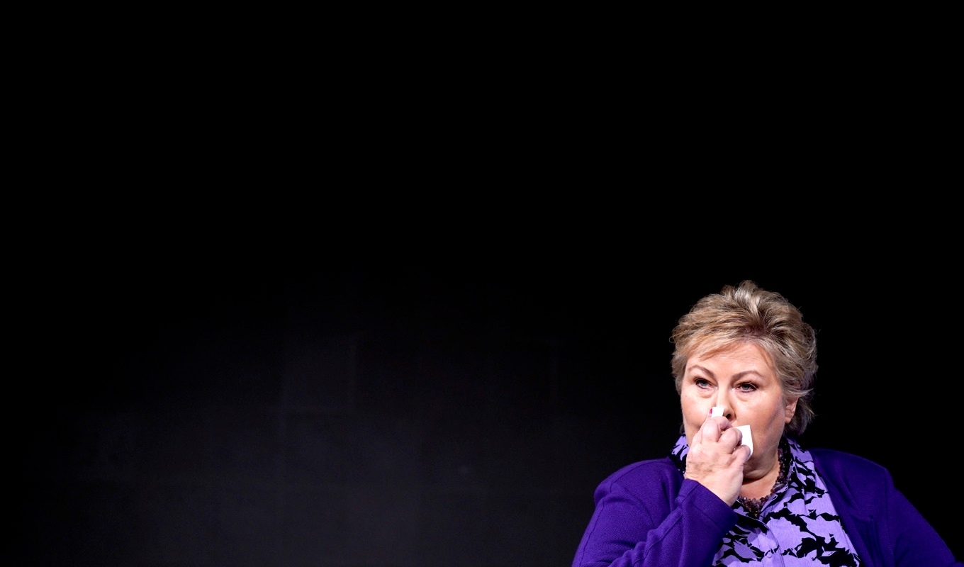 Erna Solberg på fredagen. Foto: Heiko Junge/NTB/TT