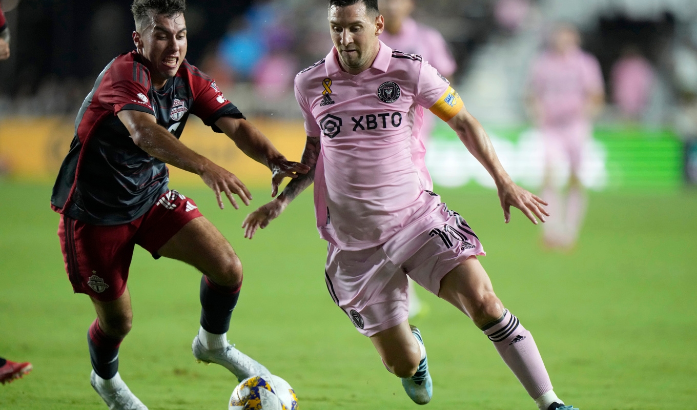 Lionel Messi i matchen mot Toronto, innan han blev utbytt. Foto: Wilfredo Lee/AP/TT