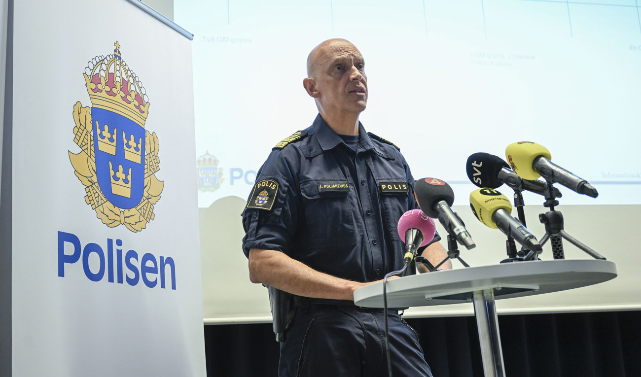 Jale Poljarevius, underrättelsechef region Mitt, under pressträff i förra veckan med anledning av den senaste tidens grova våldsdåd i Uppsala. Arkivbild. Foto: Jessica Gow/TT