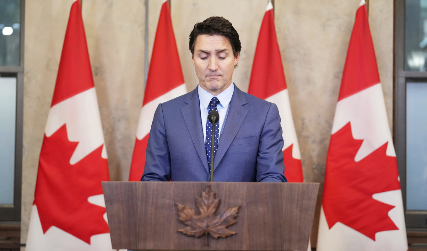 Kanadas premiärminister Justin Trudeau under sin ursäkt. Foto: Sean Kilpatrick/AP/TT