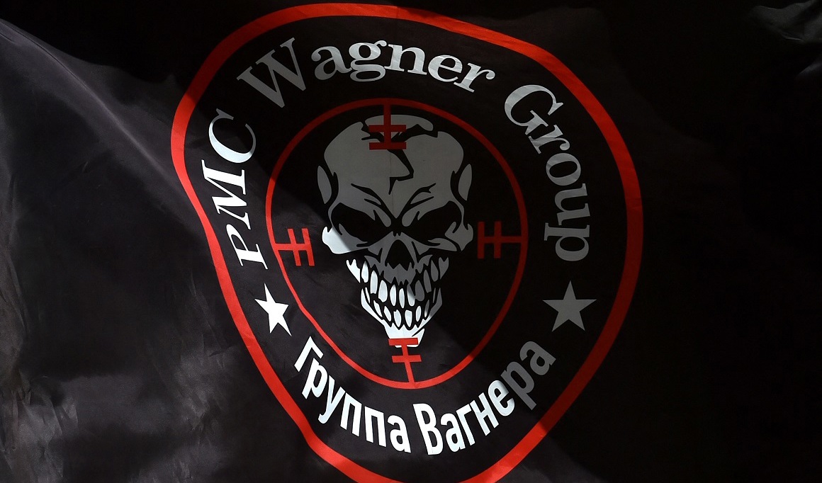 På bilden ses Wagnergruppens logotype. Foto: Vladimir Nikolayev/AFP via Getty Images