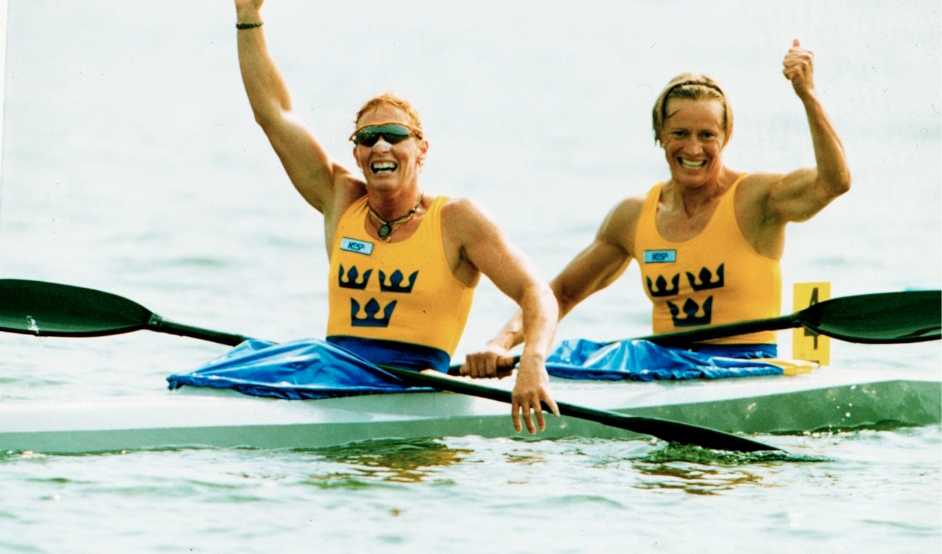 Susanne Gunnarsson och Agneta Andersson vid OS 1996. Arkivbild. Foto: Jan Collsiöö/TT