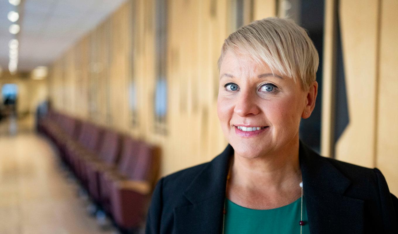 Anna Tenje, äldre- och socialförsäkringsminister vid Moderaternas partistämma på Folkets hus i Umeå. Foto: Pontus Lundahl/TT