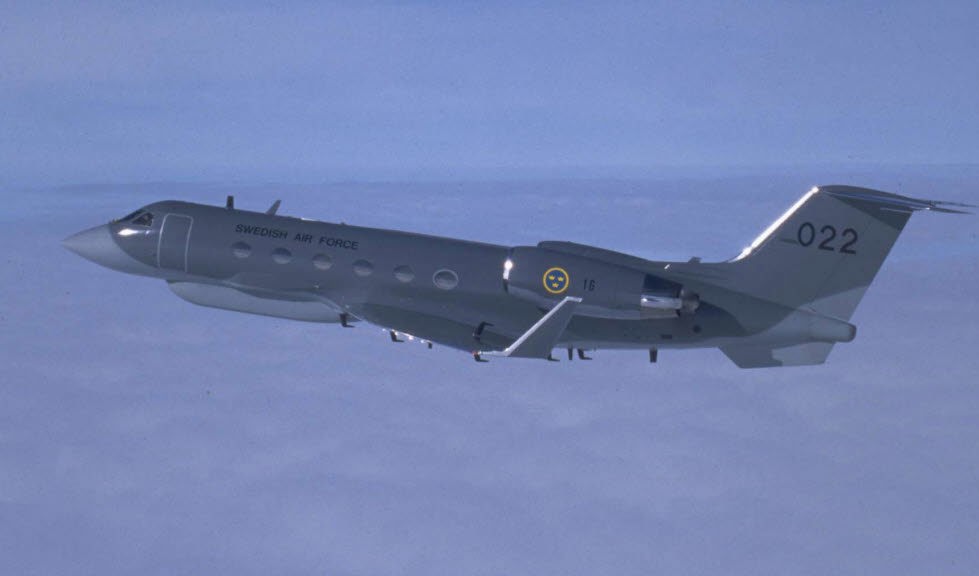 S 102 B är ett ombyggt transportflygplan som bedriver signalspaning för FRA:s räkning. Foto: Försvarsmakten/TT