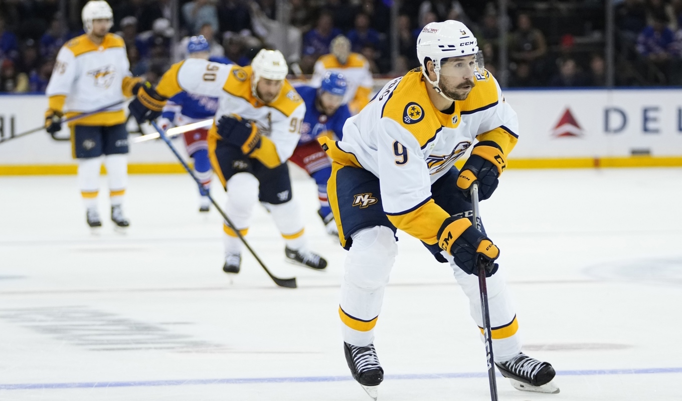 Nashvilles Filip Forsberg fick chans att visa varför han fortfarande är Nashvilles poängkung. Foto: Frank Franklin II/AP/TT