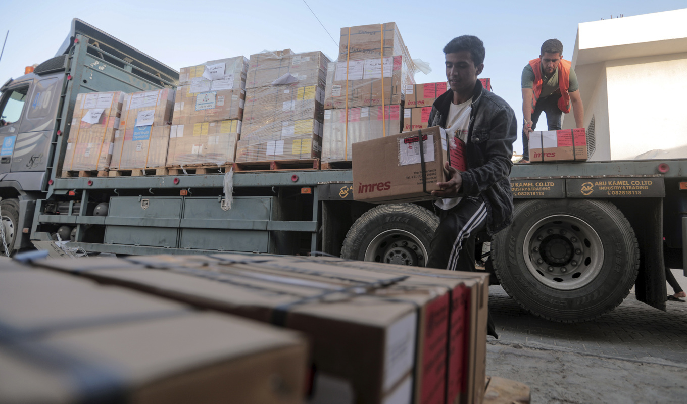 På söndagen kunde 33 lastbilar med nödhjälp rulla in i Gaza, rapporterar FN. Arkivbild. Foto: Mohammed Dahman/AP/TT
