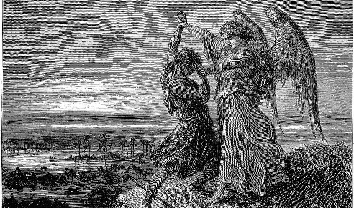 Glömd, förlorad eller en annalkande tro. Jakob brottas med Gud, av Gustave Doré (1832–1883). Foto: Public Domain