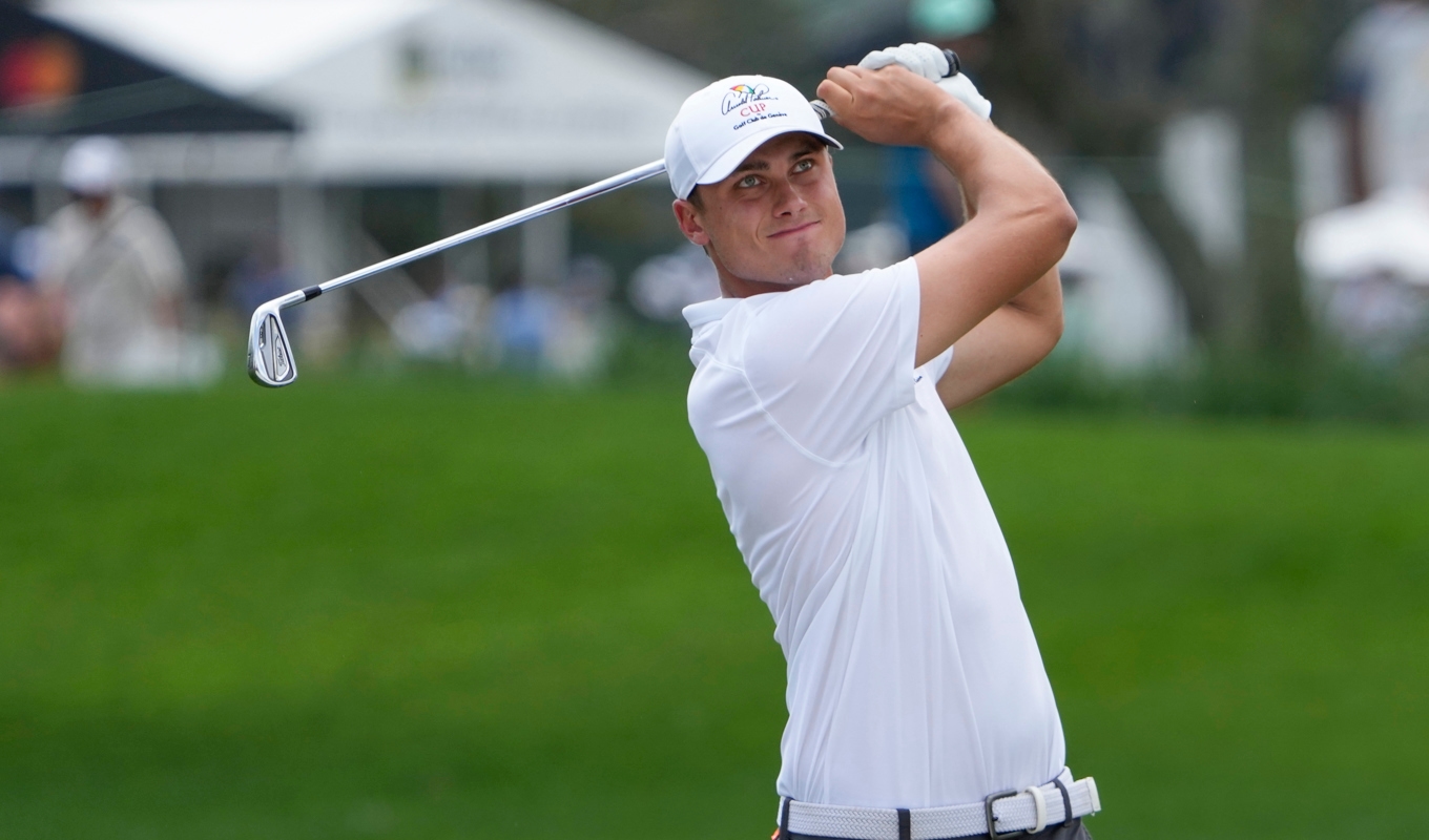 Den svenske golfspelaren Ludvig Åberg slutade på delad tiondeplats i PGA-torurtävlingen i Mexiko. Arkivbild. Foto: John Raoux/AP/TT