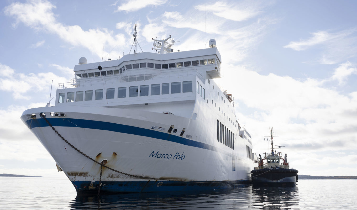 Bärgningen av den grundstötta färjan Marco Polo är nu avslutad. Arkivbild. Foto: Ola Torkelsson/TT