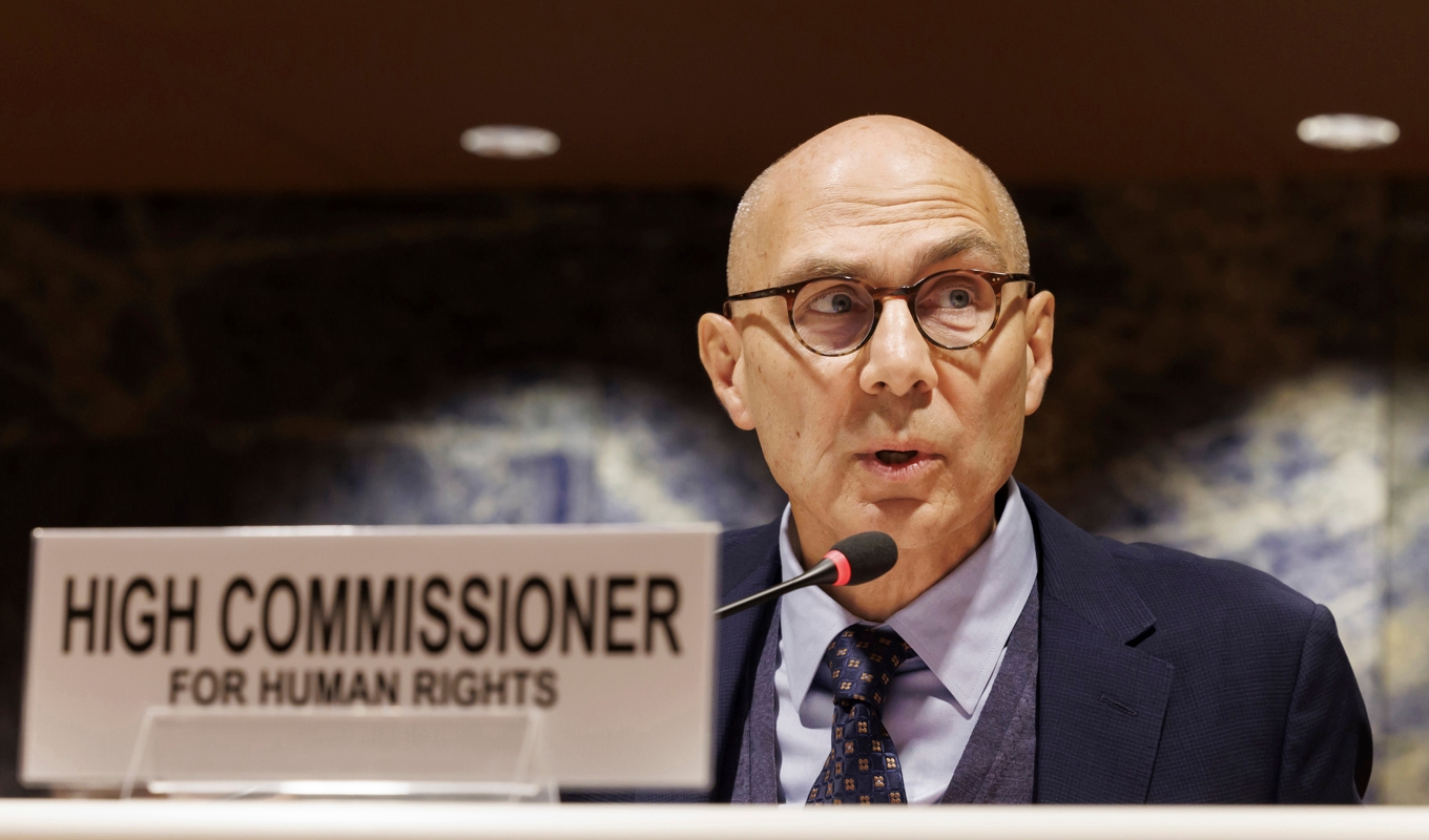 Volker Türk, FN:s högkommissarie för de mänskliga rättigheterna, under mötet i Genève. Foto: Salvatore Di Nolfi/AP/TT