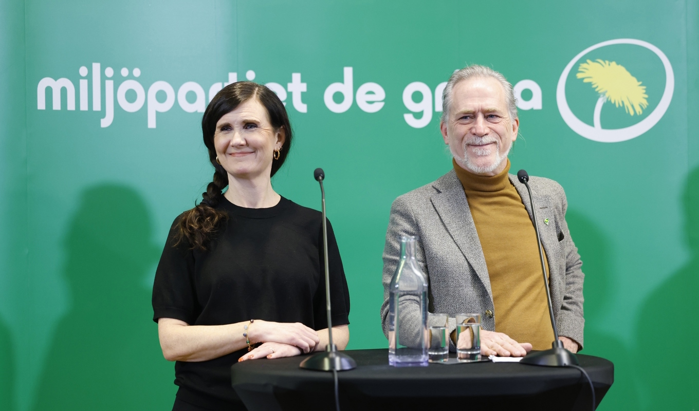 Språkrören Märta Stenevi och Daniel Helldén. Foto: Christine Olsson/TT