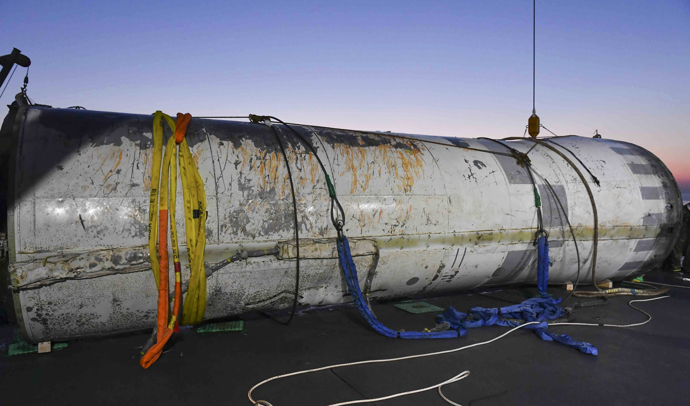 Delar av det som tros vara raketen vid den misslyckades uppskjutningen i maj bärgades av Sydkoreas militär. Arkivbild. Foto: Sydkoreas försvarsdepartement/AP/TT