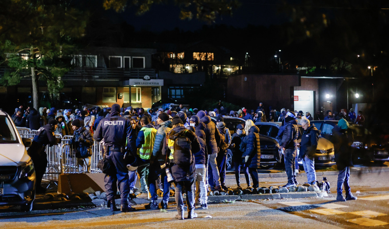 Det var stökigt och våldsamheter i Kristiansand i södra Norge på lördagseftermiddagen när två eritreanska grupper drabbade samman. Foto: Tor Erik Schrøder/NTB/TT