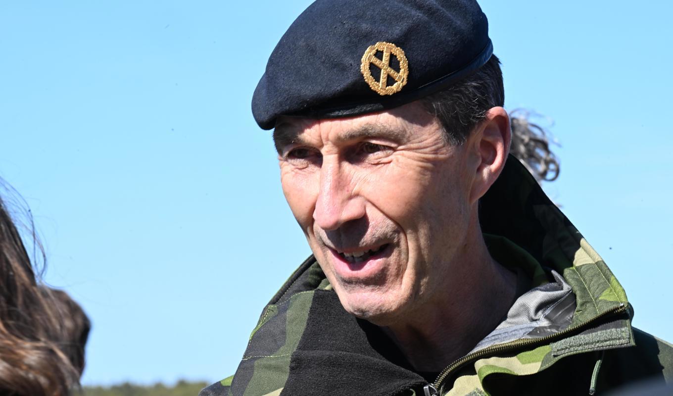 Överbefälhavare Micael Bydén. Bilden tagen i samband med militärövningen Aurora 23 i maj i år. Foto: Fredrik Sandberg/TT
