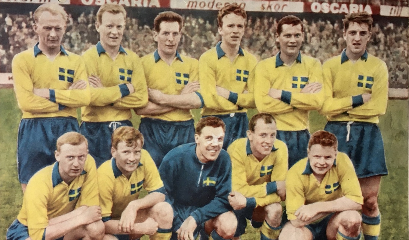 Landslaget mot Schweiz 28 maj 1961. Hur det gick minns inte skribenten, men allt annat än svensk seger är att se som ett misstag. Foto: Rekordmagasinet nr 30 1961