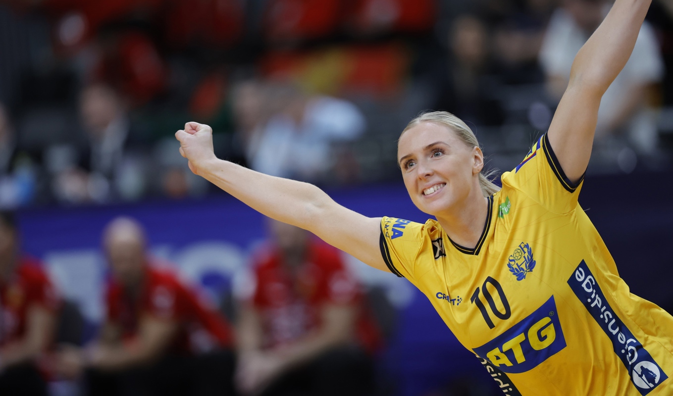 Mathilda Lundström jublar efter ett mål tidigare i VM. Foto: Adam Ihse/TT