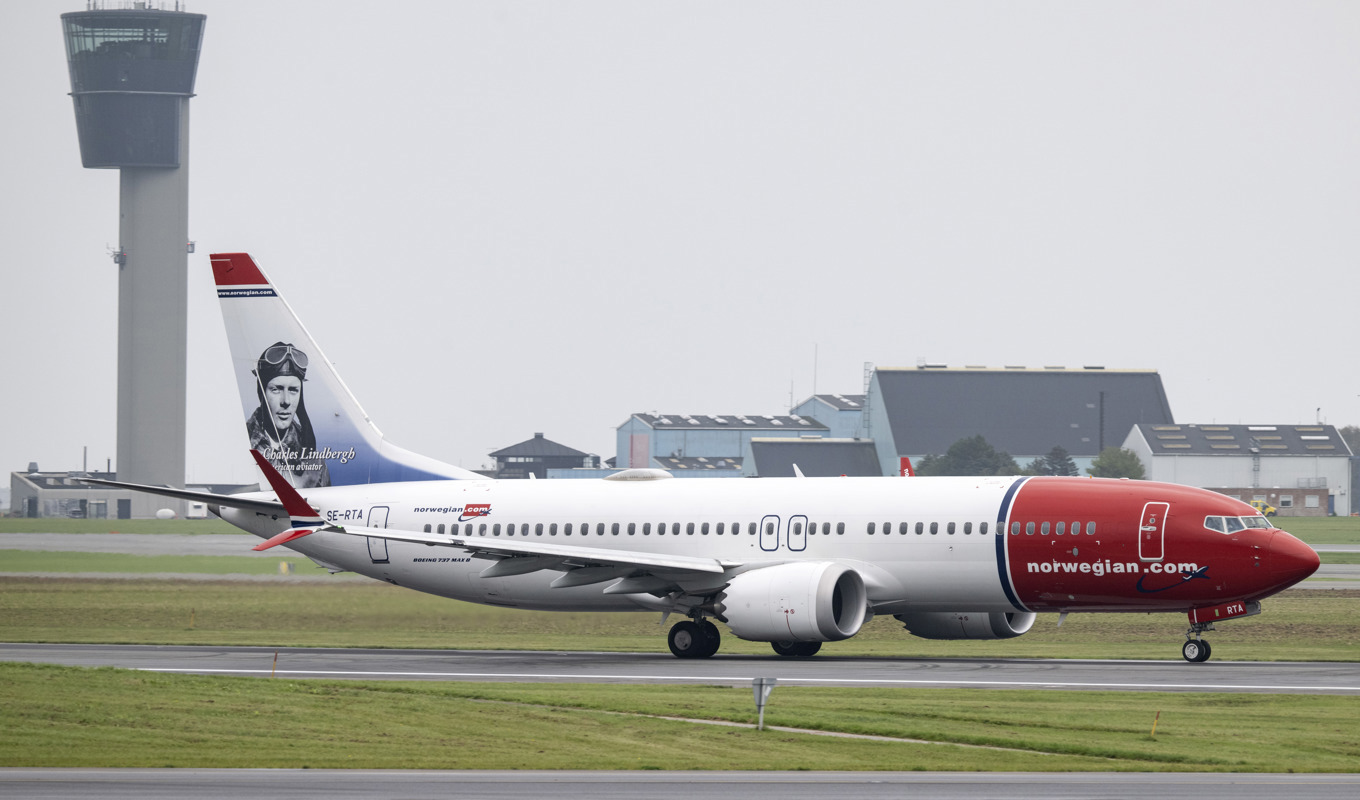 Ett Boeing 737 Max 8-plan tillhörandes Norwegian. Arkivbild. Foto: Johan Nilsson/TT