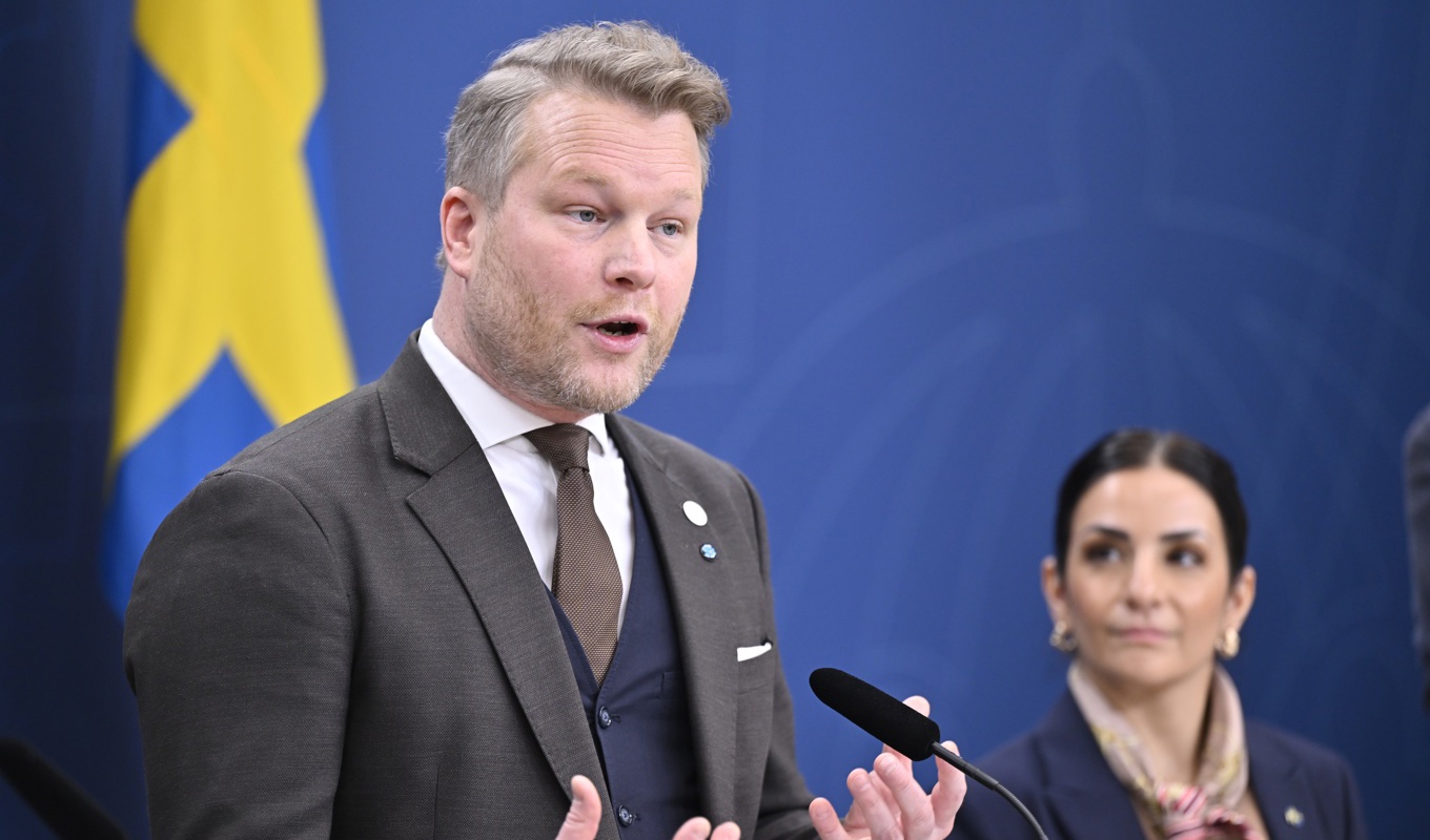 Alexander Christiansson (SD) under pressträffen om en svensk kulturkanon. Foto: Henrik Montgomery/TT