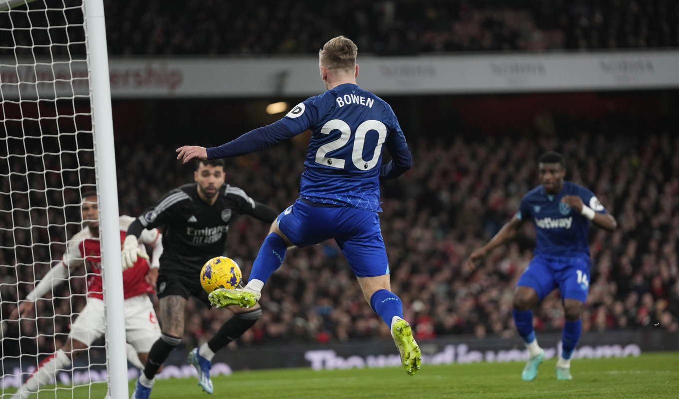 Jarrod Bowen spelade fram till West Hams ledningsmål. Foto: Alastair Grant/AP/TT