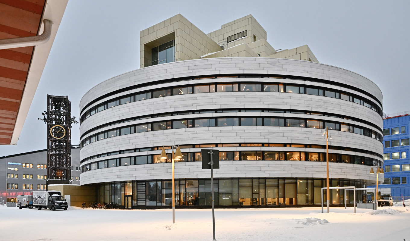 Det nya stadshuset i den nya stadskärnan i Kiruna som nu satsar på att bli kulturhuvudstad. Arkivbild. Foto: Jonas Ekströmer/TT