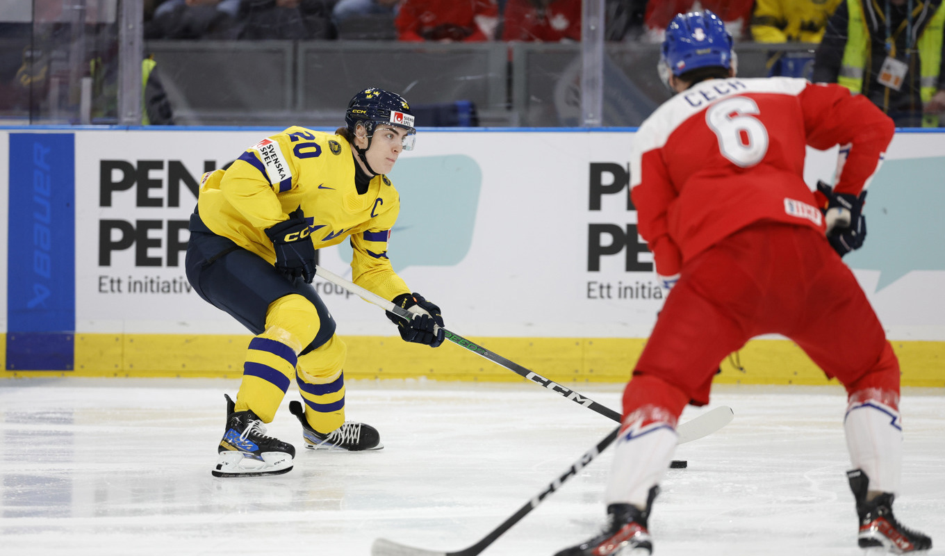 Liam Öhgren hoppas på ett gyllene slut i sin sista juniormatch. Foto: Adam Ihse/TT