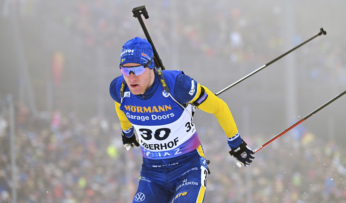 Sebastian Samuelsson hade chansen föra Sverige till en tredjeplats i dagens stafett, men sköt bort sig. Foto: Martin Schutt/AP/TT